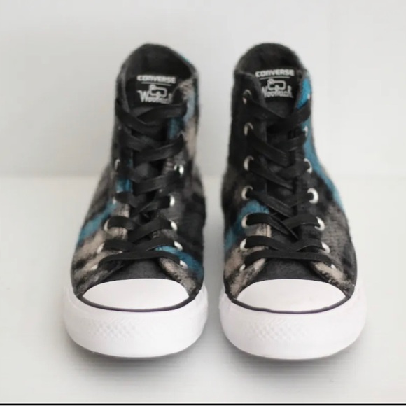 EUC Converse Chuck Taylor High-Top Woolrich BLUE Plaid Size 4 - Boys/Mens/Unisex - Picture 5 of 7